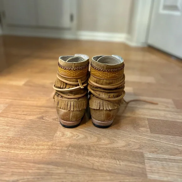 Tan Fringe Ankle Boots - Picture 6 of 7